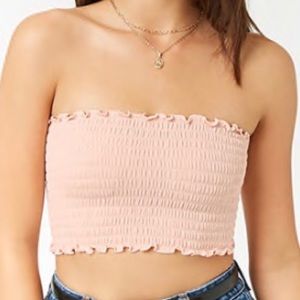 SMOCKED PINK TUBE TOP
